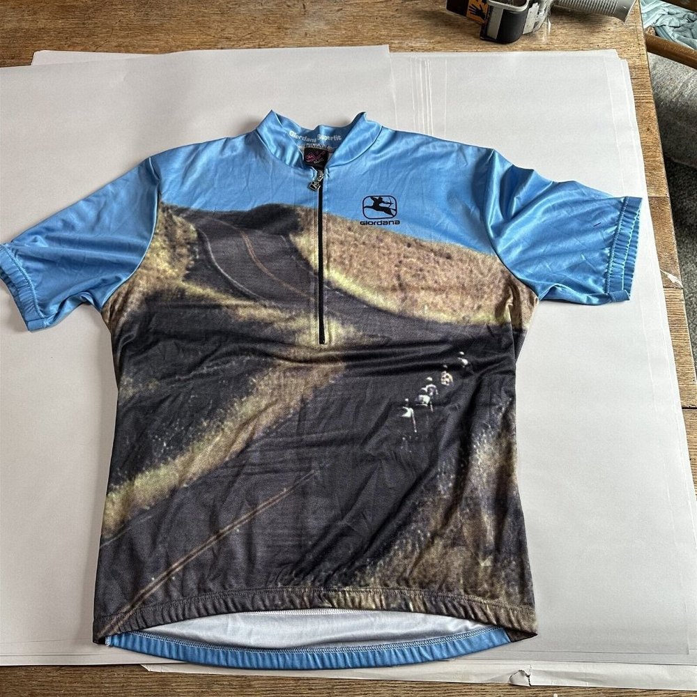 Giordana Cycling Jersey Shirt Race Bike Road Hills Scene Made In Italy Large